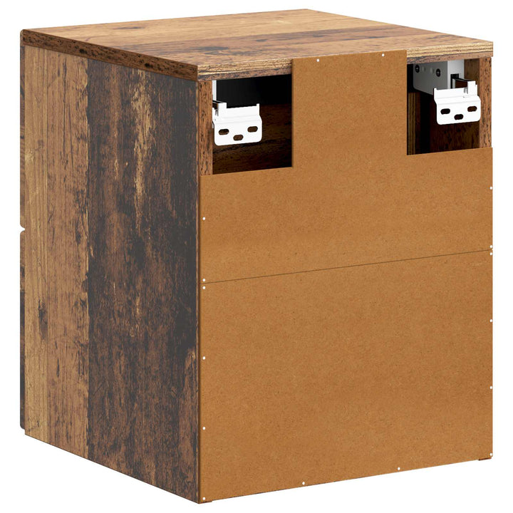 Væghængt Natbord med skuffe 2 pcs Gammelt træ 34,5 x 33 x 40 cm