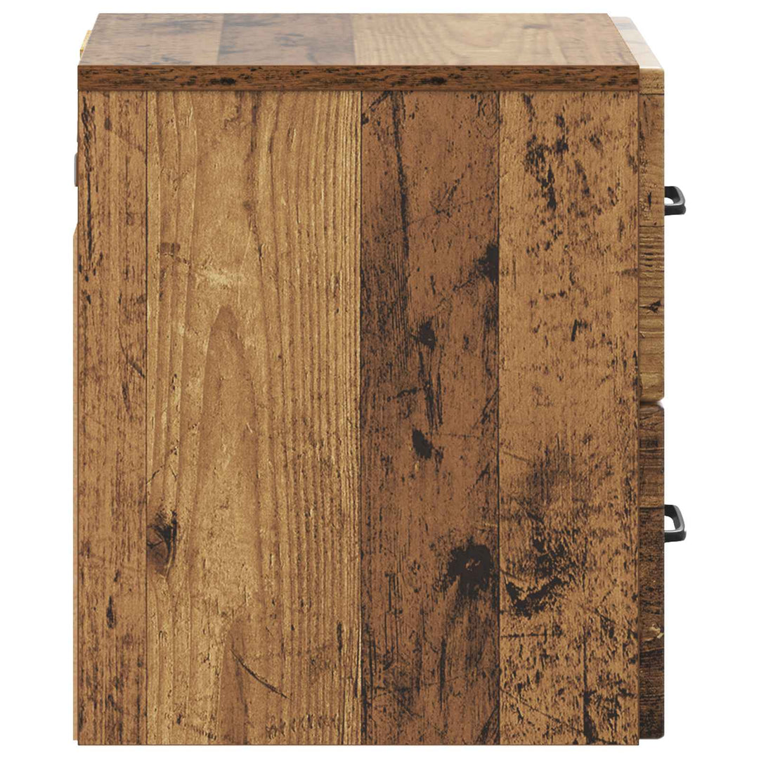 Væghængt Natbord med skuffe 2 pcs Gammelt træ 34,5 x 33 x 40 cm