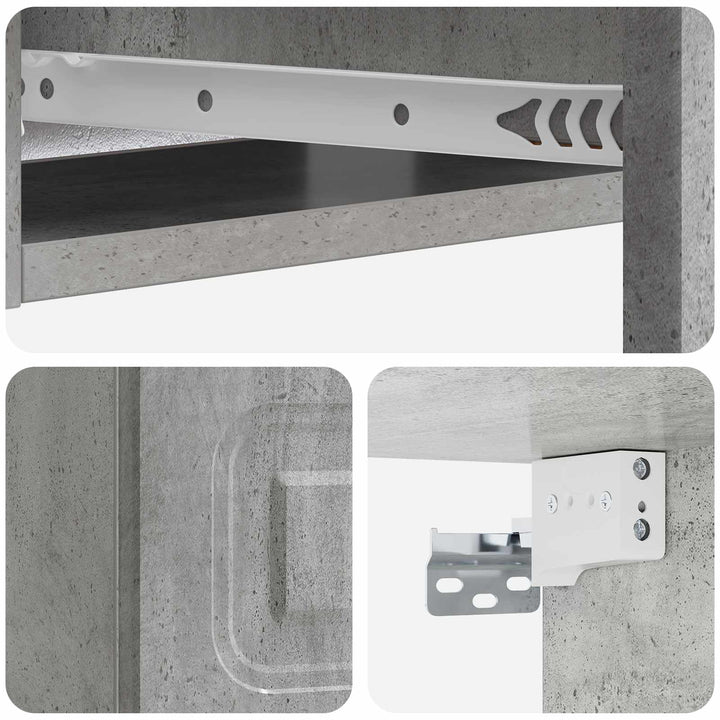 Væghængt Sideskab Betongrå 59 x 34,5 x 17 cm Konstrueret træ