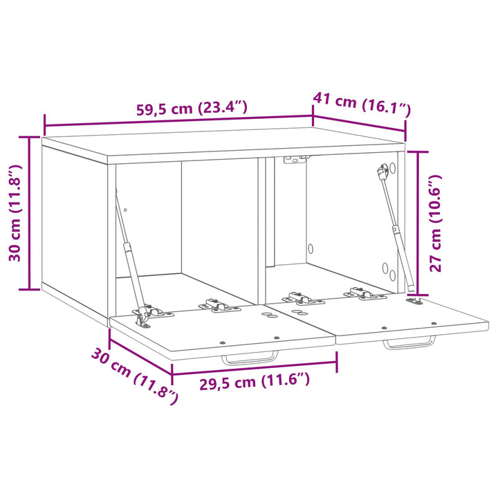 Væghængt TV-skab Gammelt træ 59,5 x 41 x 30 cm Konstrueret træ