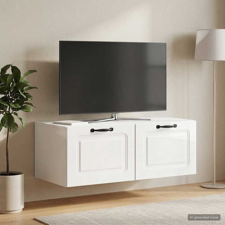 Væghængt TV-skab Vægmonteret Hvid højglans 78,5 x 41 x 30 cm