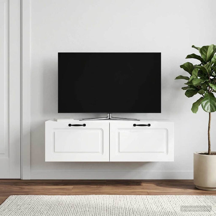 Væghængt TV-skab Hvid 98 x 41 x 30 cm Konstrueret træ
