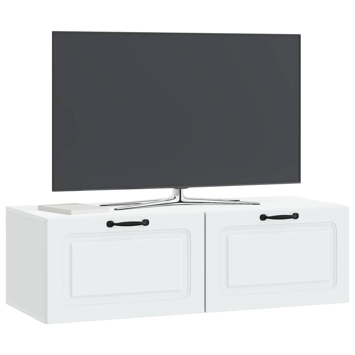 Væghængt TV-skab Hvid 98 x 41 x 30 cm Konstrueret træ