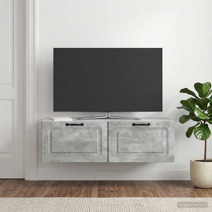 Væghængt TV-skab Betongrå 98 x 41 x 30 cm Konstrueret træ