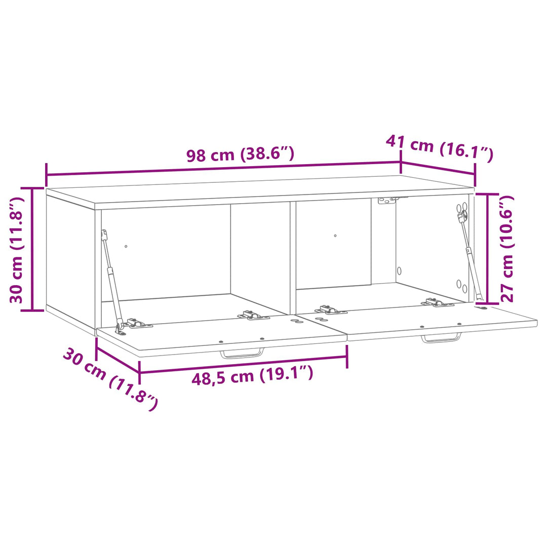 Væghængt TV-skab Gammelt træ 98 x 41 x 30 cm Konstrueret træ