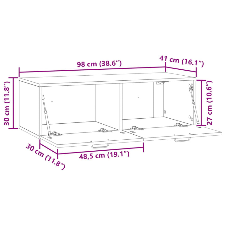 Væghængt TV-skab Gammelt træ 98 x 41 x 30 cm Konstrueret træ