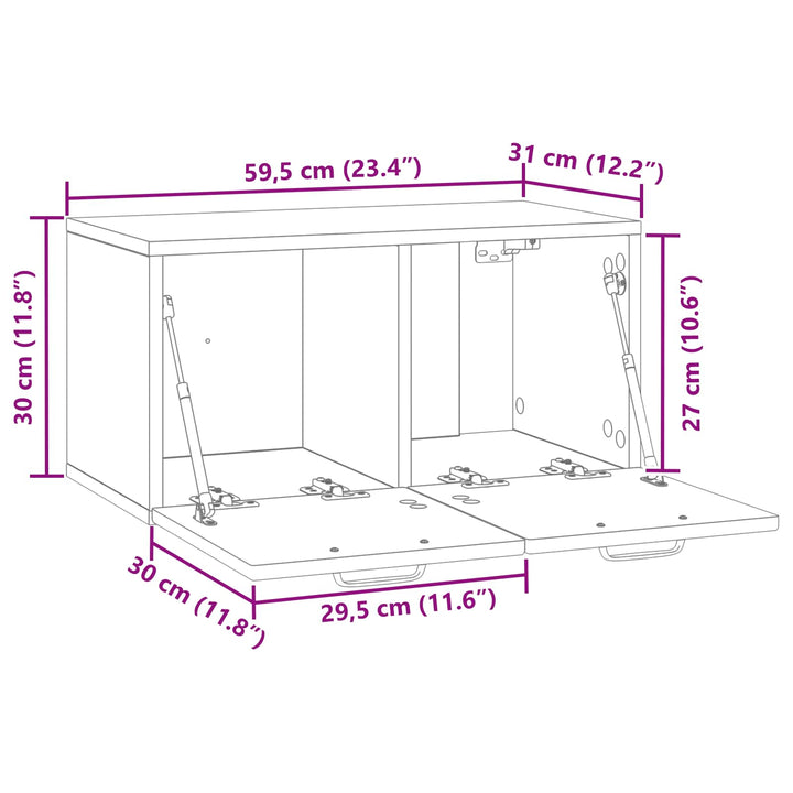 Væghængt TV-skab Sort 59,5 x 31 x 30 cm Konstrueret træ