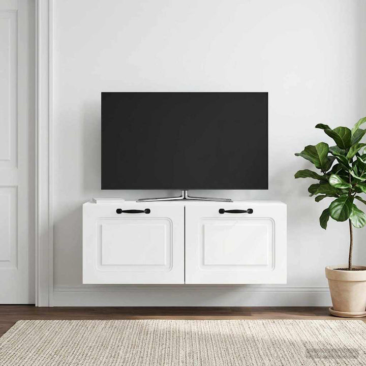 Væghængt TV-skab Hvid 78,5 x 31 x 30 cm Konstrueret træ