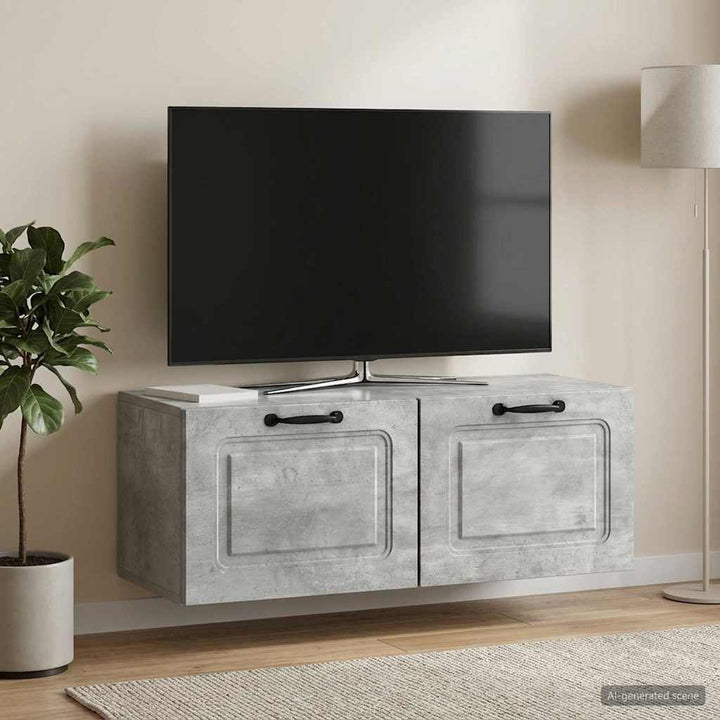 Væghængt TV-skab Betongrå 78,5 x 31 x 30 cm Konstrueret træ