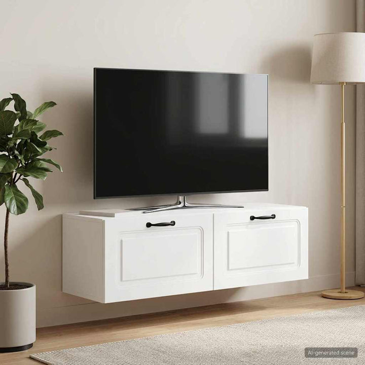 Væghængt TV-skab Hvid 98 x 31 x 30 cm Konstrueret træ