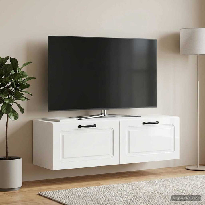 Væghængt TV-skab Hvid højglans 98 x 31 x 30 cm Konstrueret træ