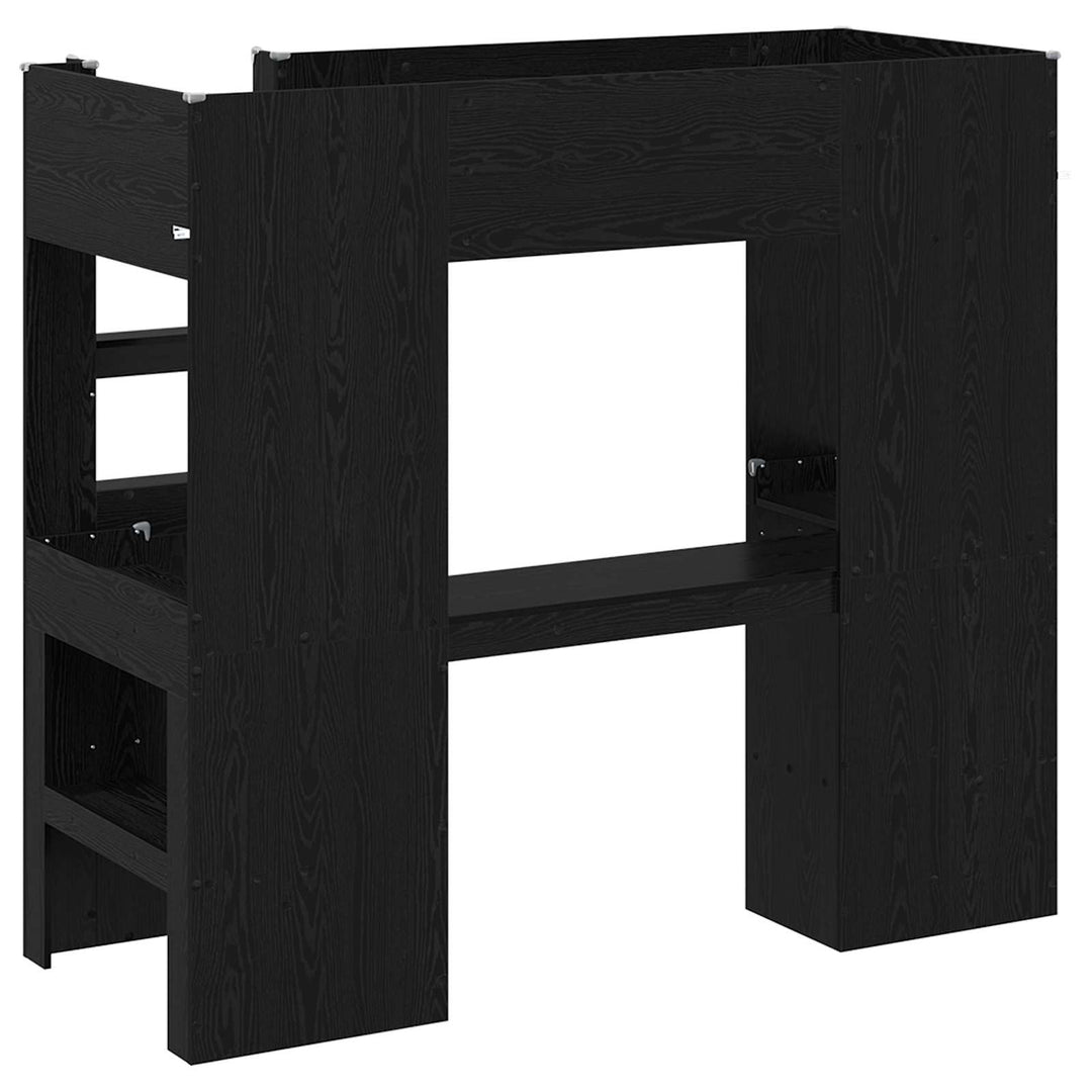 Loft Sengestel med Skrivebord med hylde Sort eg 75 x 190 cm