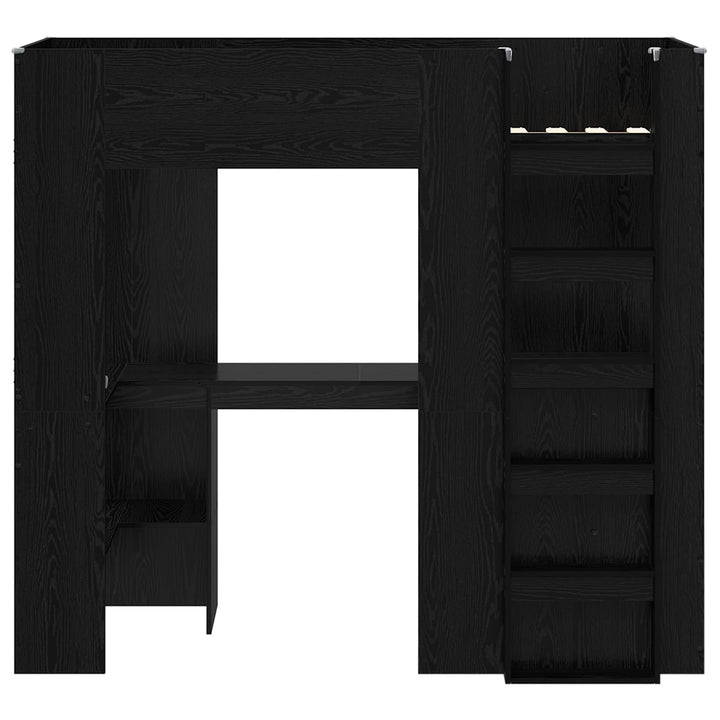 Loft Sengestel med Skrivebord med hylde Sort eg 75 x 190 cm