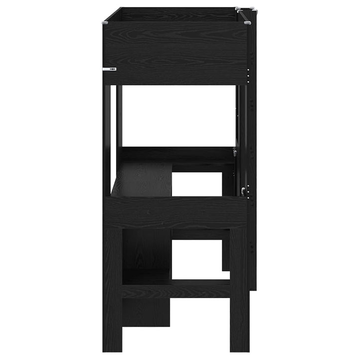 Loft Sengestel med Skrivebord med hylde Sort eg 75 x 190 cm
