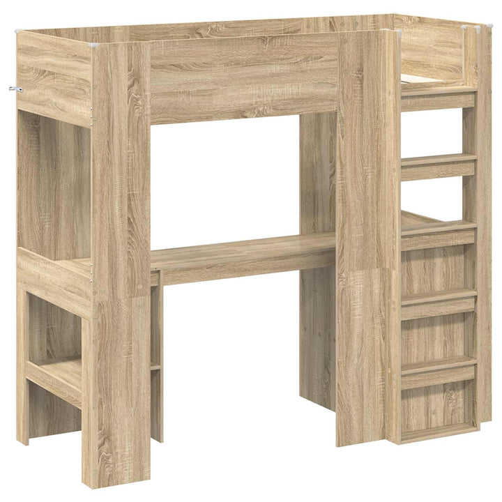 Loft Sengestel med Skrivebord med hylde Sonoma eg 75 x 190 cm