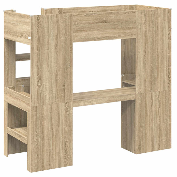 Loft Sengestel med Skrivebord med hylde Sonoma eg 75 x 190 cm