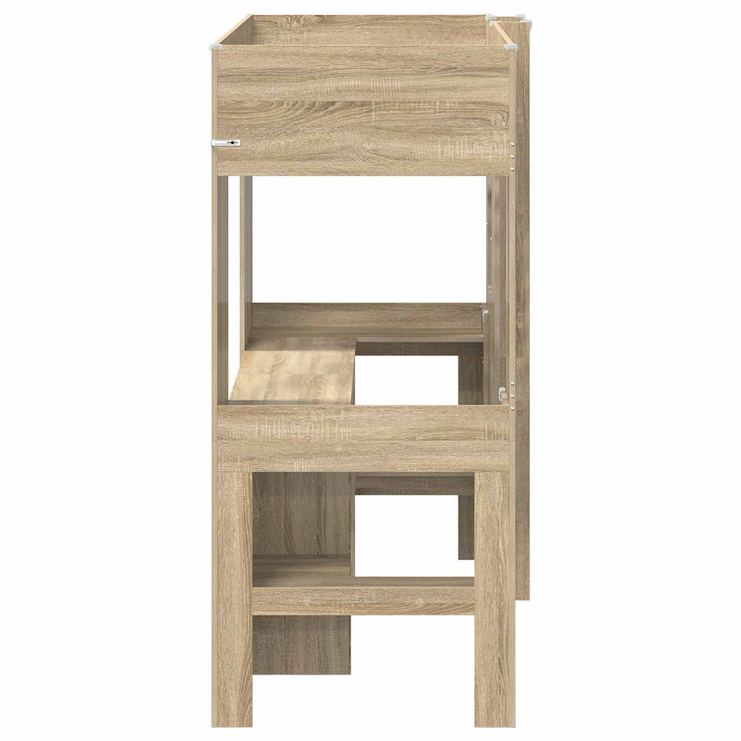 Loft Sengestel med Skrivebord med hylde Sonoma eg 75 x 190 cm