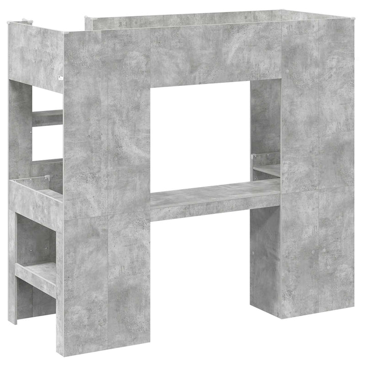 Loft Sengestel med Skrivebord med hylde Beton Grå 75 x 190 cm