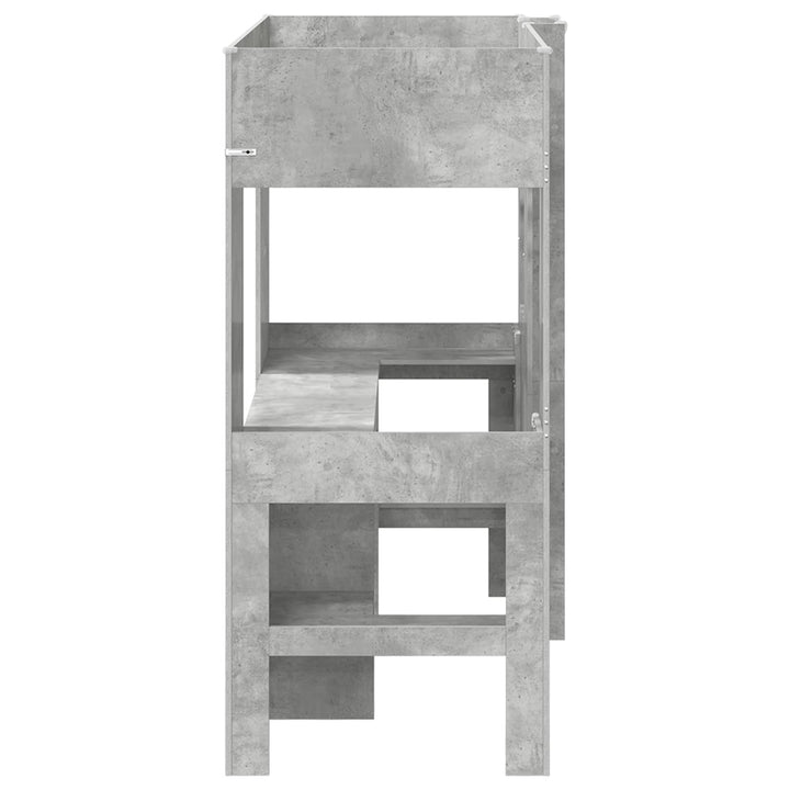Loft Sengestel med Skrivebord med hylde Beton Grå 75 x 190 cm