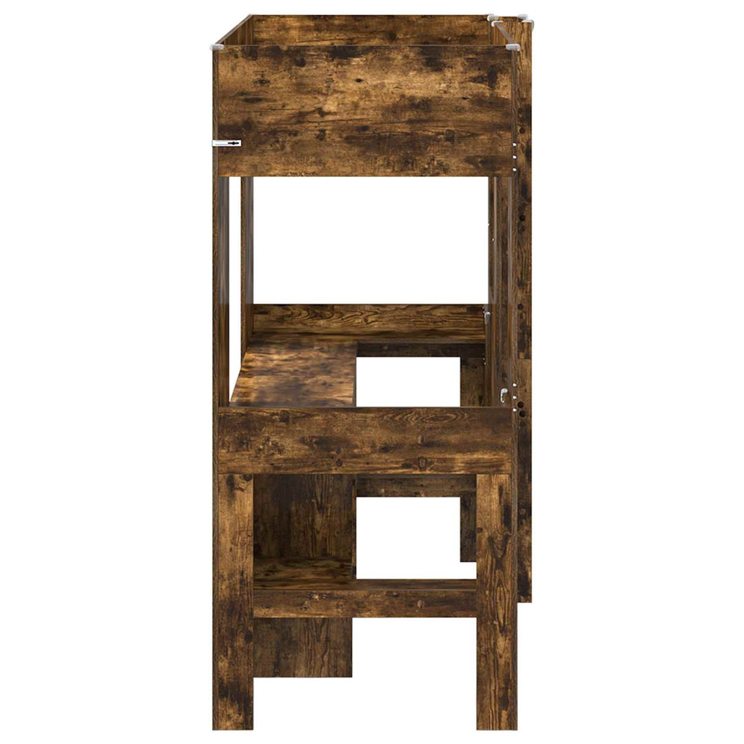 Loft Sengestel med Skrivebord med hylde Røget eg 75 x 190 cm
