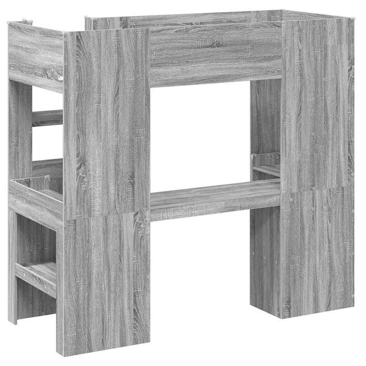 Loft Sengestel med Skrivebord med hylde Grå Sonoma 75 x 190 cm