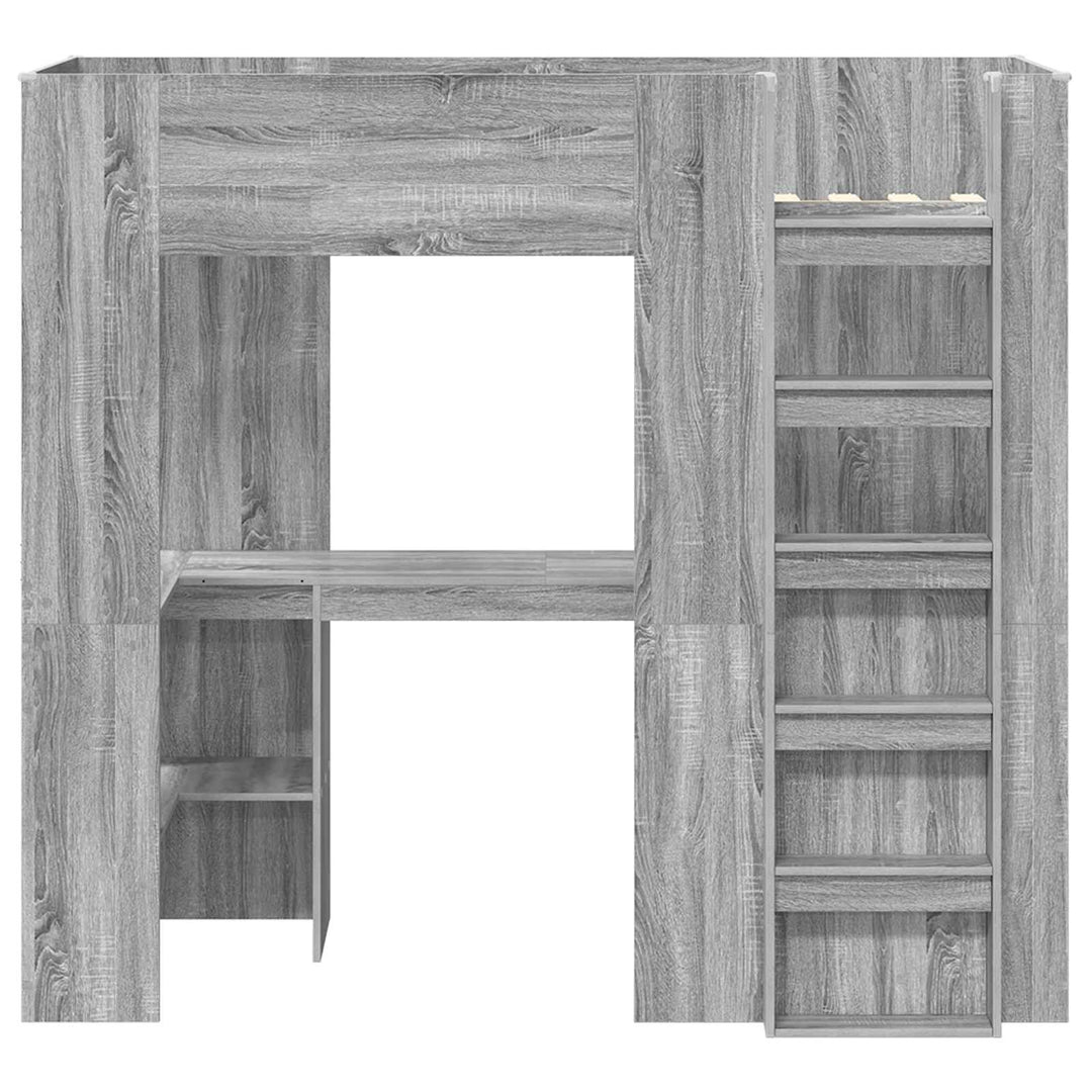 Loft Sengestel med Skrivebord med hylde Grå Sonoma 75 x 190 cm