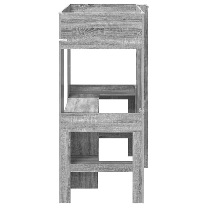 Loft Sengestel med Skrivebord med hylde Grå Sonoma 75 x 190 cm
