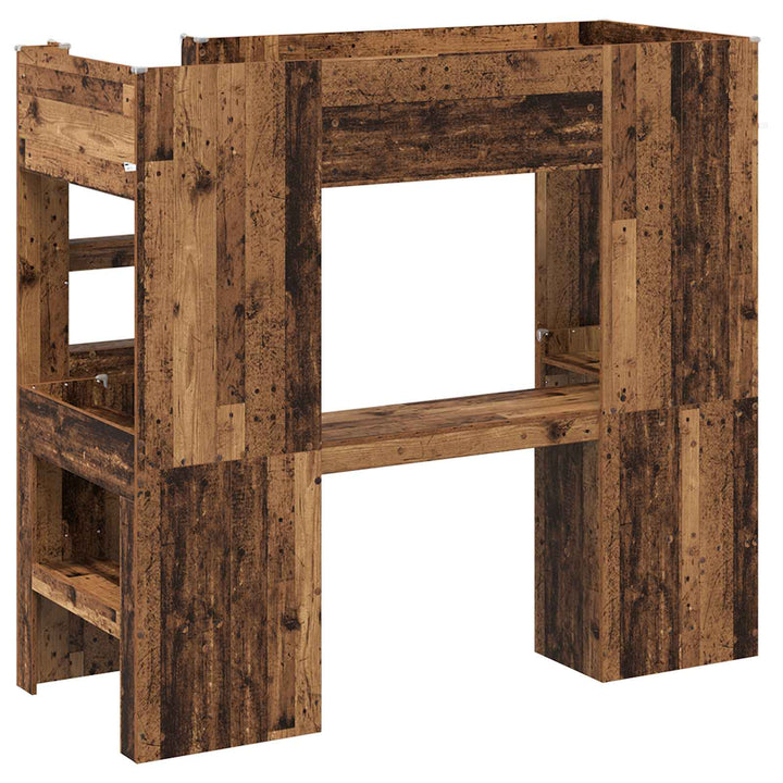 Loft Sengestel med Skrivebord Gammelt træ 75 x 190 cm