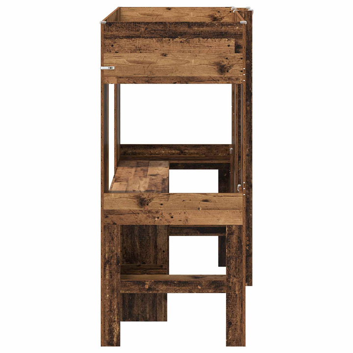 Loft Sengestel med Skrivebord Gammelt træ 75 x 190 cm