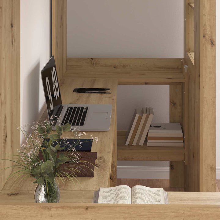 Loft Sengestel med Skrivebord Artisan Egetræ 75 x 190 cm
