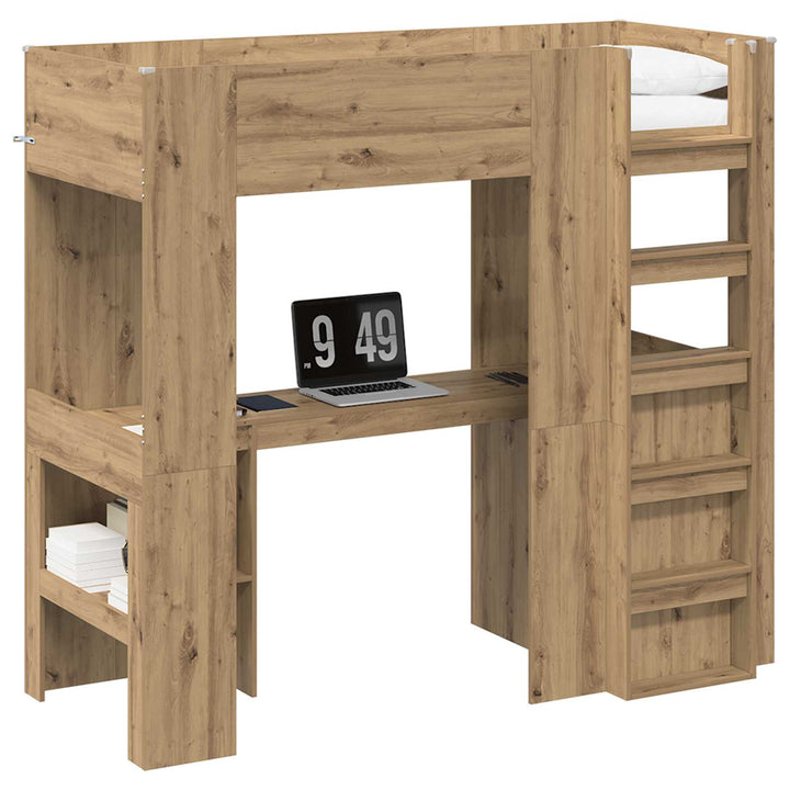 Loft Sengestel med Skrivebord Artisan Egetræ 75 x 190 cm