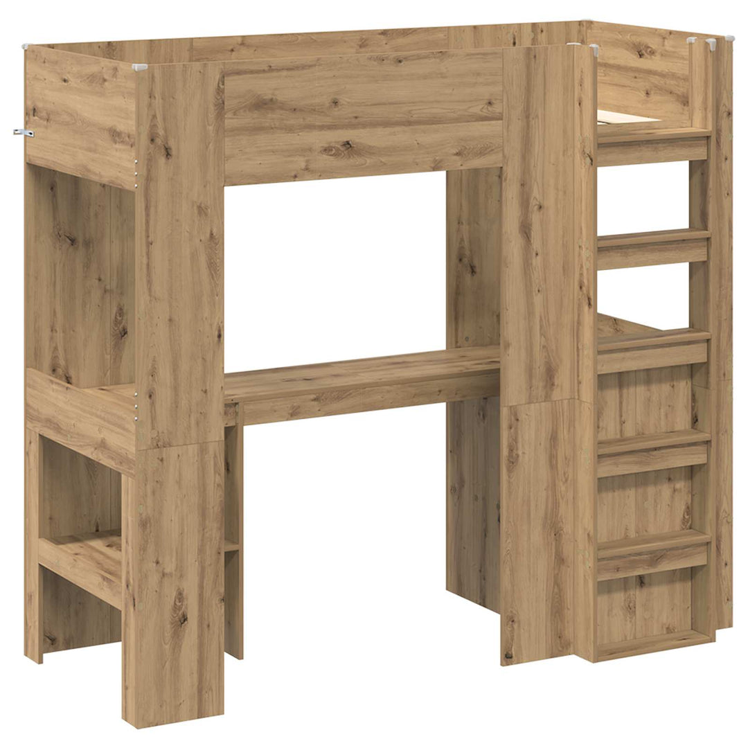 Loft Sengestel med Skrivebord Artisan Egetræ 75 x 190 cm