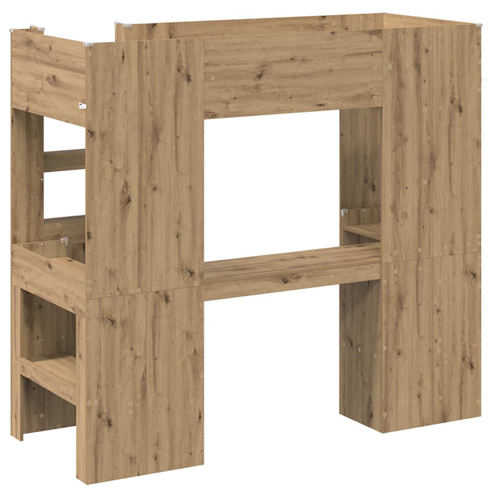 Loft Sengestel med Skrivebord Artisan Egetræ 75 x 190 cm
