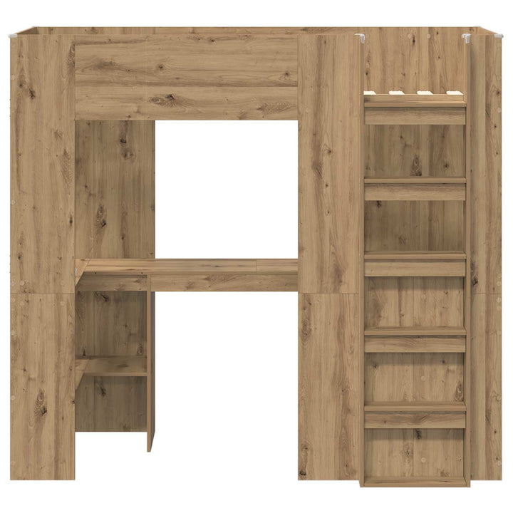 Loft Sengestel med Skrivebord Artisan Egetræ 75 x 190 cm