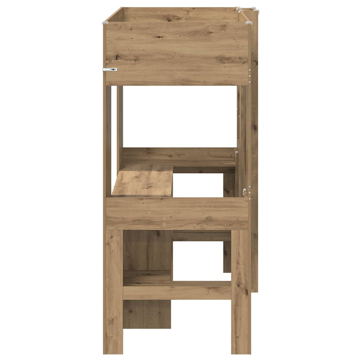 Loft Sengestel med Skrivebord Artisan Egetræ 75 x 190 cm
