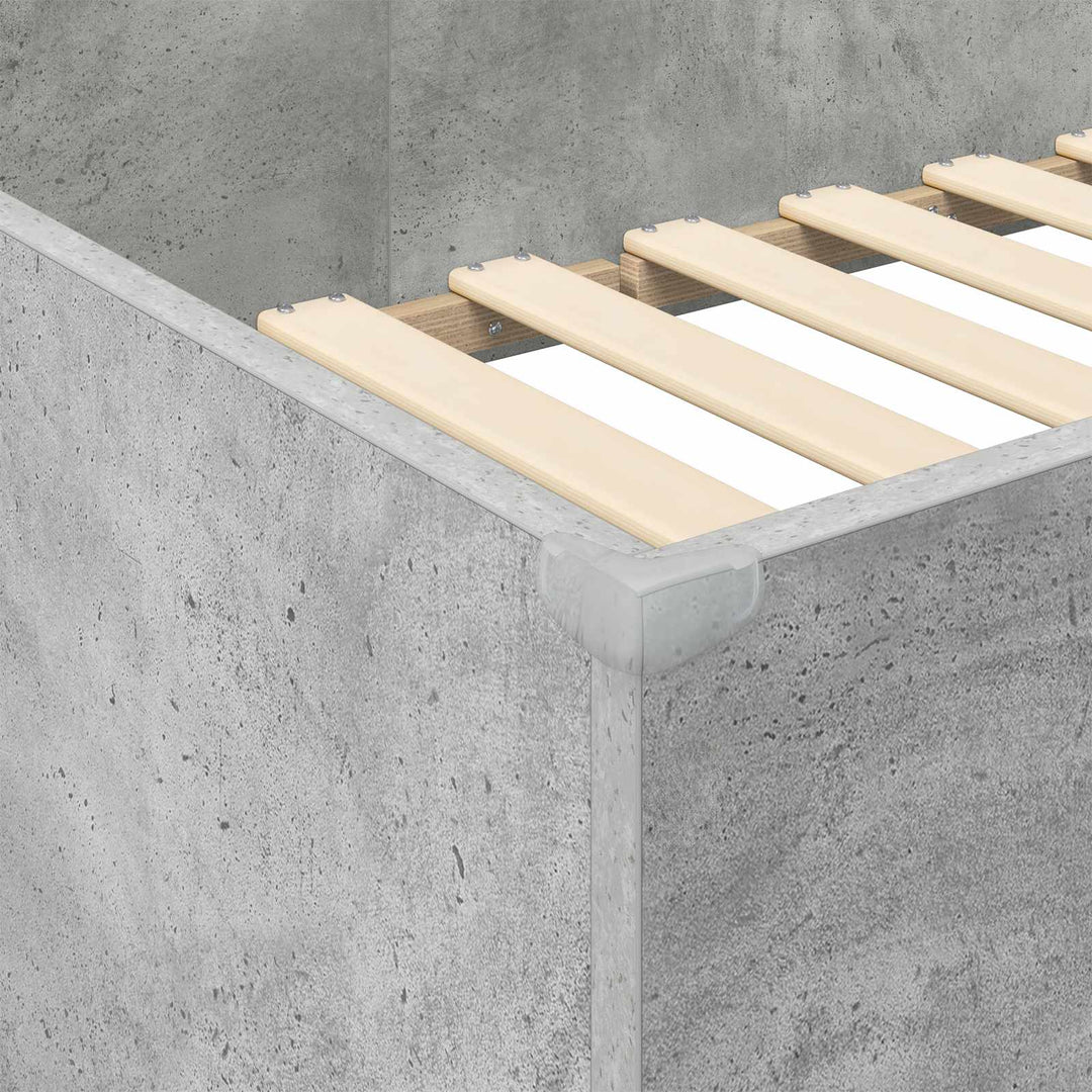 Loft Sengestel med Skrivebord med hylde Beton Grå 90 x 190 cm