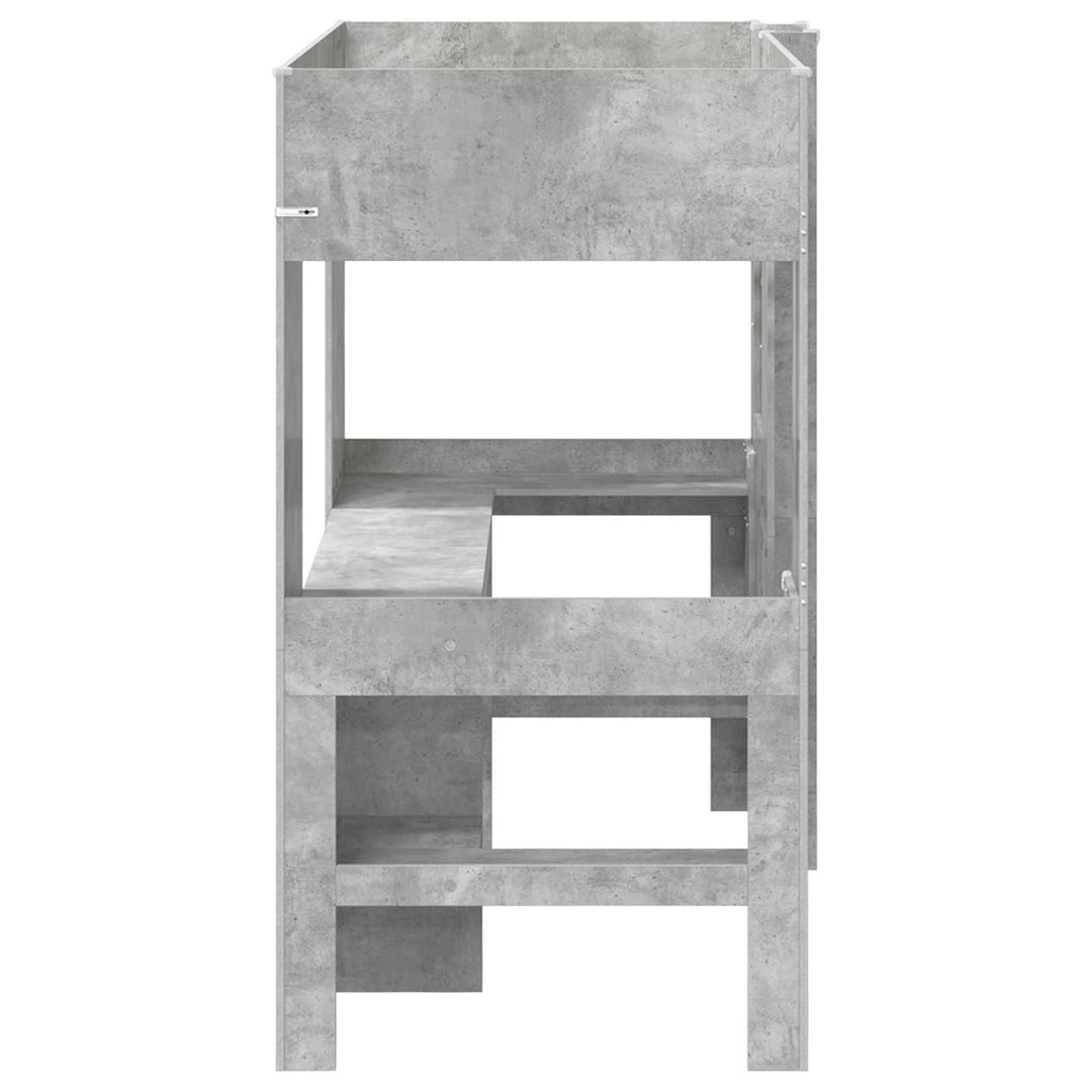 Loft Sengestel med Skrivebord med hylde Beton Grå 90 x 190 cm