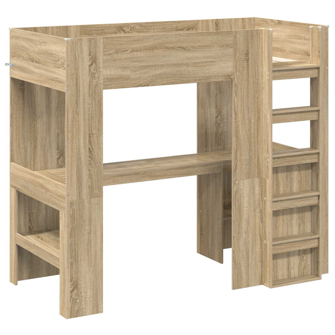 Loft Sengestel med Skrivebord med hylde Sonoma eg 80 x 200 cm