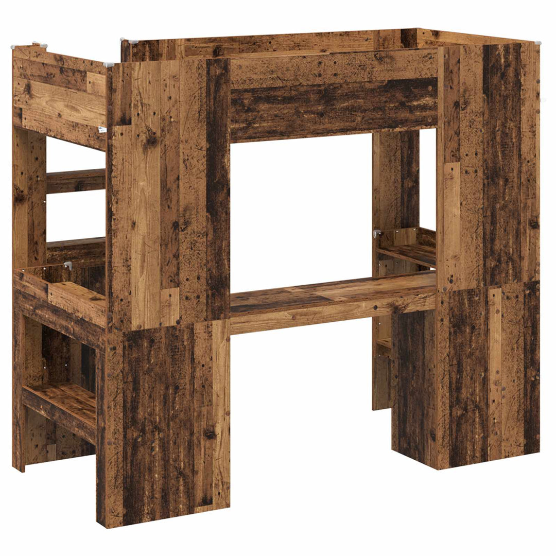 Loft Sengestel med Skrivebord Gammelt træ 80 x 200 cm