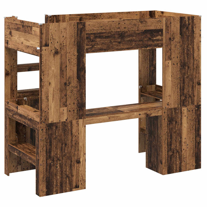 Loft Sengestel med Skrivebord Gammelt træ 80 x 200 cm