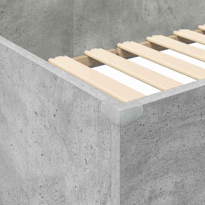 Loft Sengestel med Skrivebord med hylde Beton Grå 90 x 200 cm