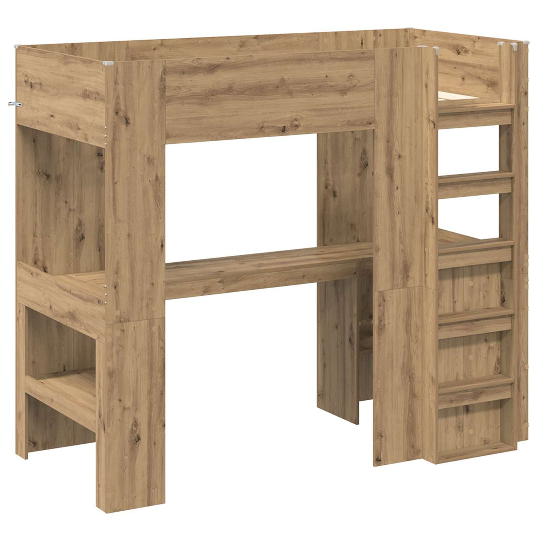 Loft Sengestel med Skrivebord Artisan Egetræ 90 x 200 cm