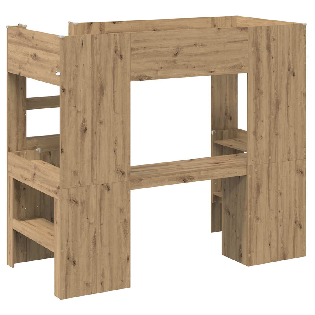 Loft Sengestel med Skrivebord Artisan Egetræ 90 x 200 cm