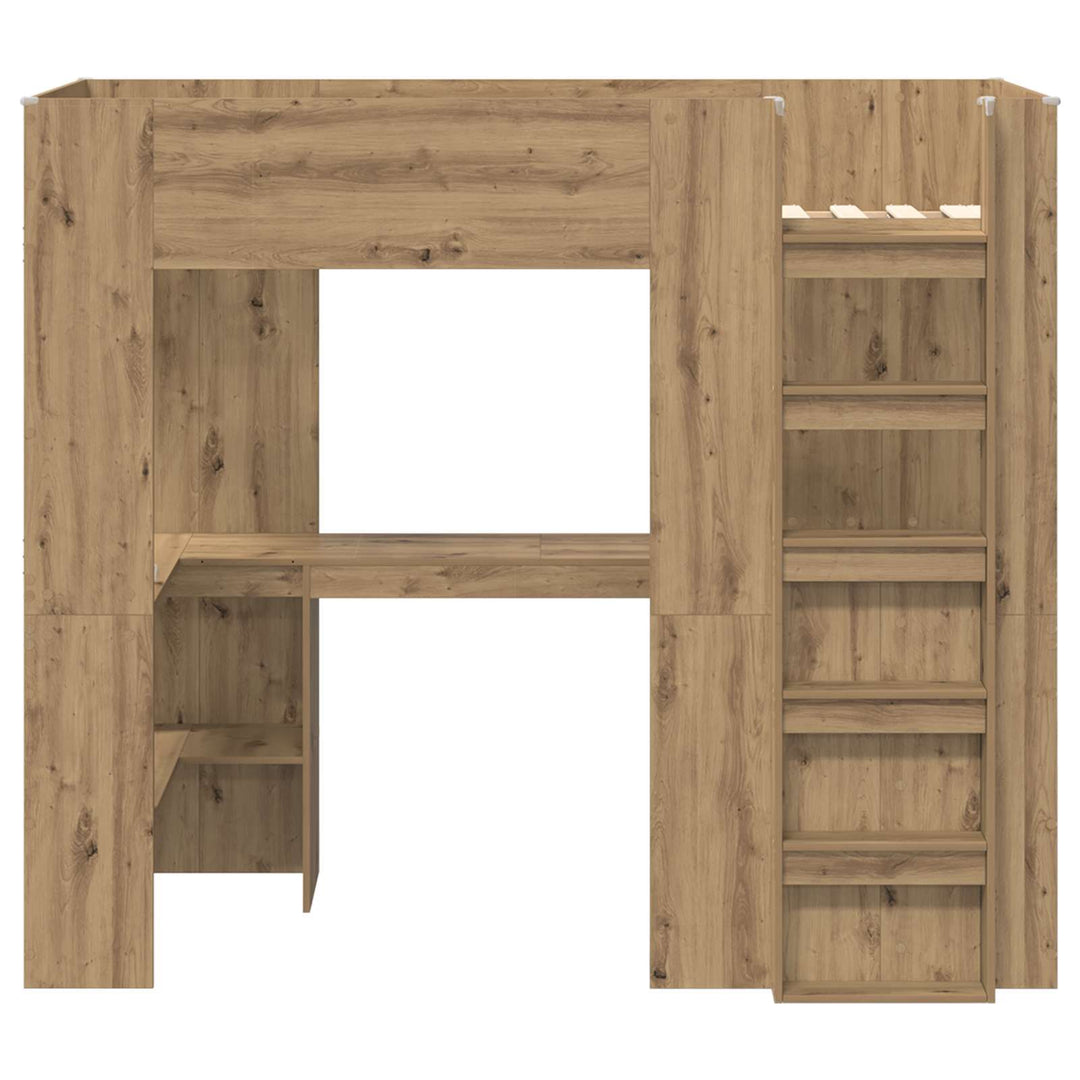 Loft Sengestel med Skrivebord Artisan Egetræ 90 x 200 cm