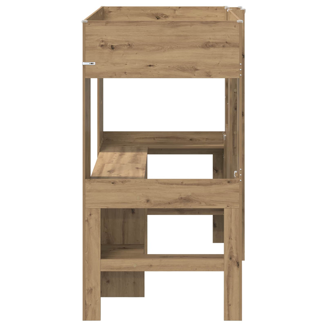 Loft Sengestel med Skrivebord Artisan Egetræ 90 x 200 cm