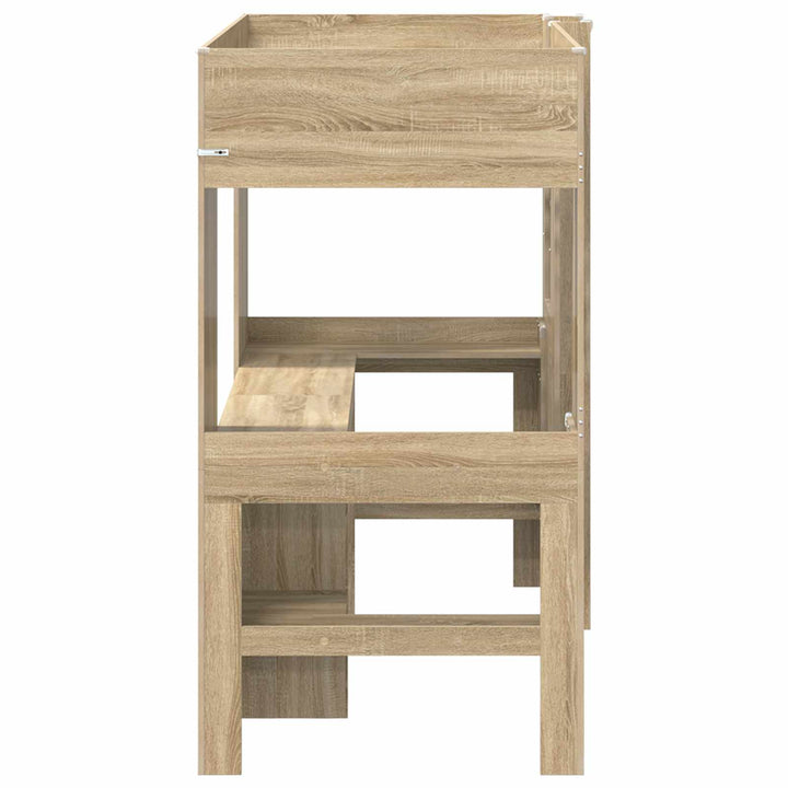 Loft Sengestel med Skrivebord med hylde Sonoma eg 100 x 200 cm