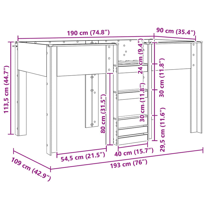 Køjeseng til Børn Sort eg 90 x 190 cm Konstrueret træ