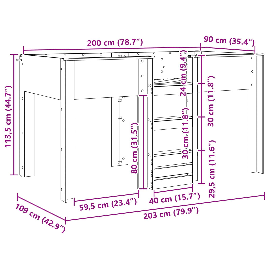 Køjeseng til Børn Sort eg 90 x 200 cm Konstrueret træ