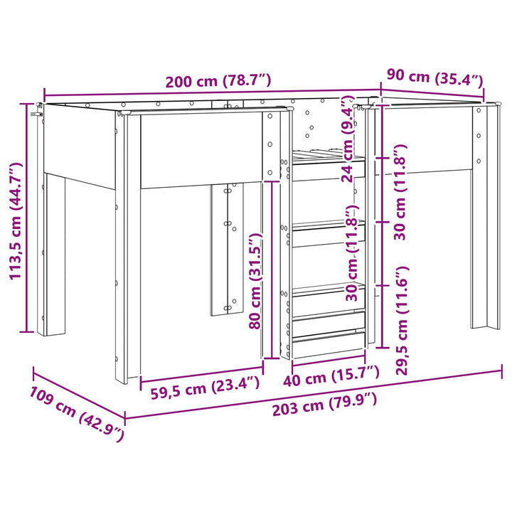 Køjeseng til Børn Sort eg 90 x 200 cm Konstrueret træ
