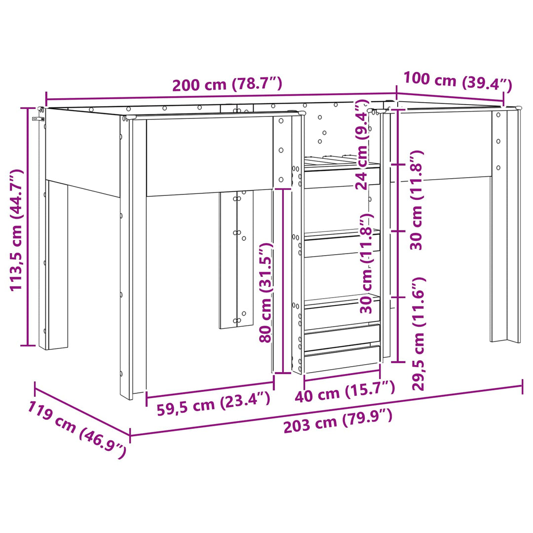 Køjeseng til Børn Hvid 100 x 200 cm Konstrueret træ